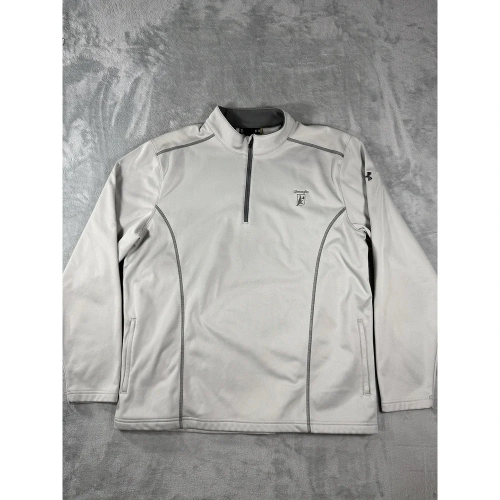 Under Armour Sweater Mens XL Grey 1/4 Zip Fleece Lined Pullover Logo‎